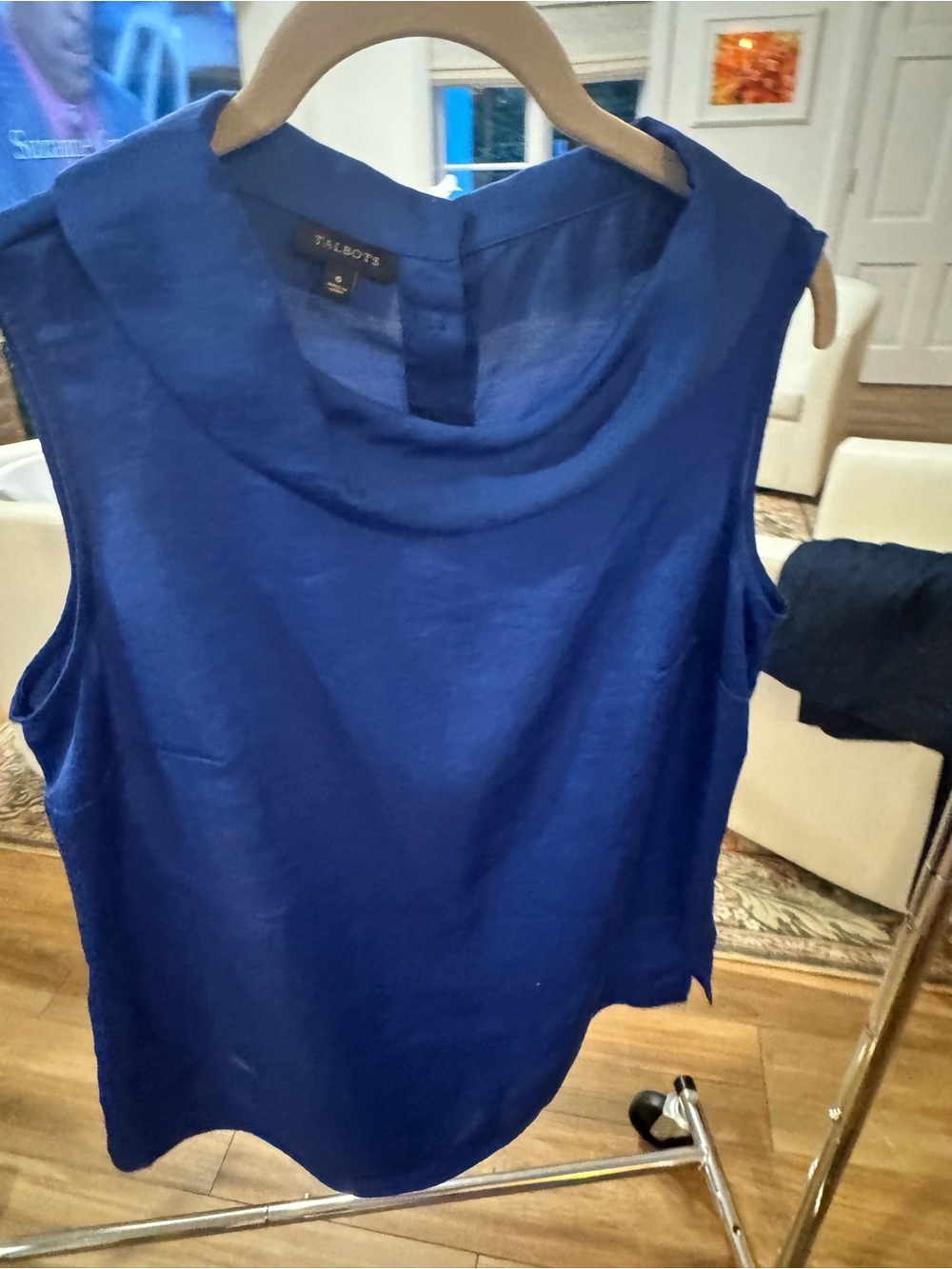Talbots Sleeveless Cowl-Neck Top in Cobalt Blue